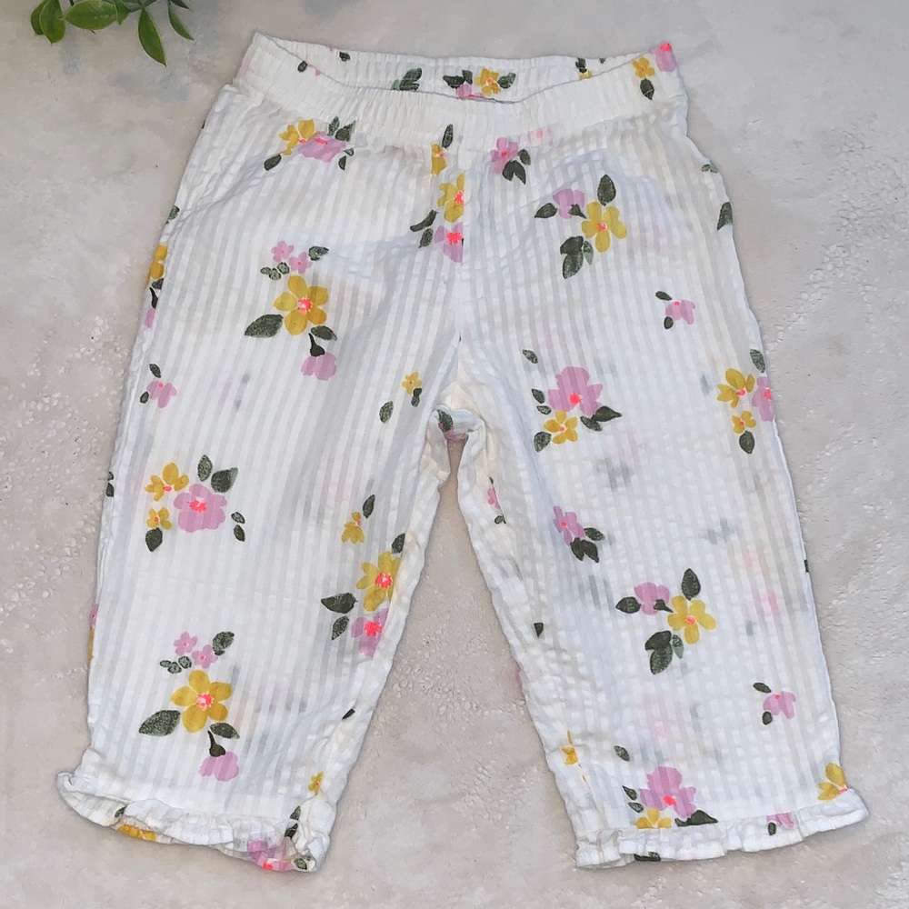 Cat & Jack White Floral Cotton Pants 18M EUC